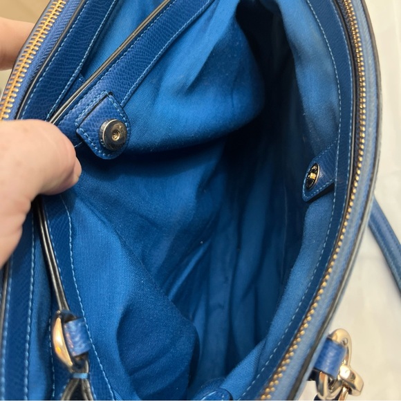 Coach F36606 Christie Carryall Crossbody HandBag Purse Blue Crossgrain Leather - Picture 7 of 10